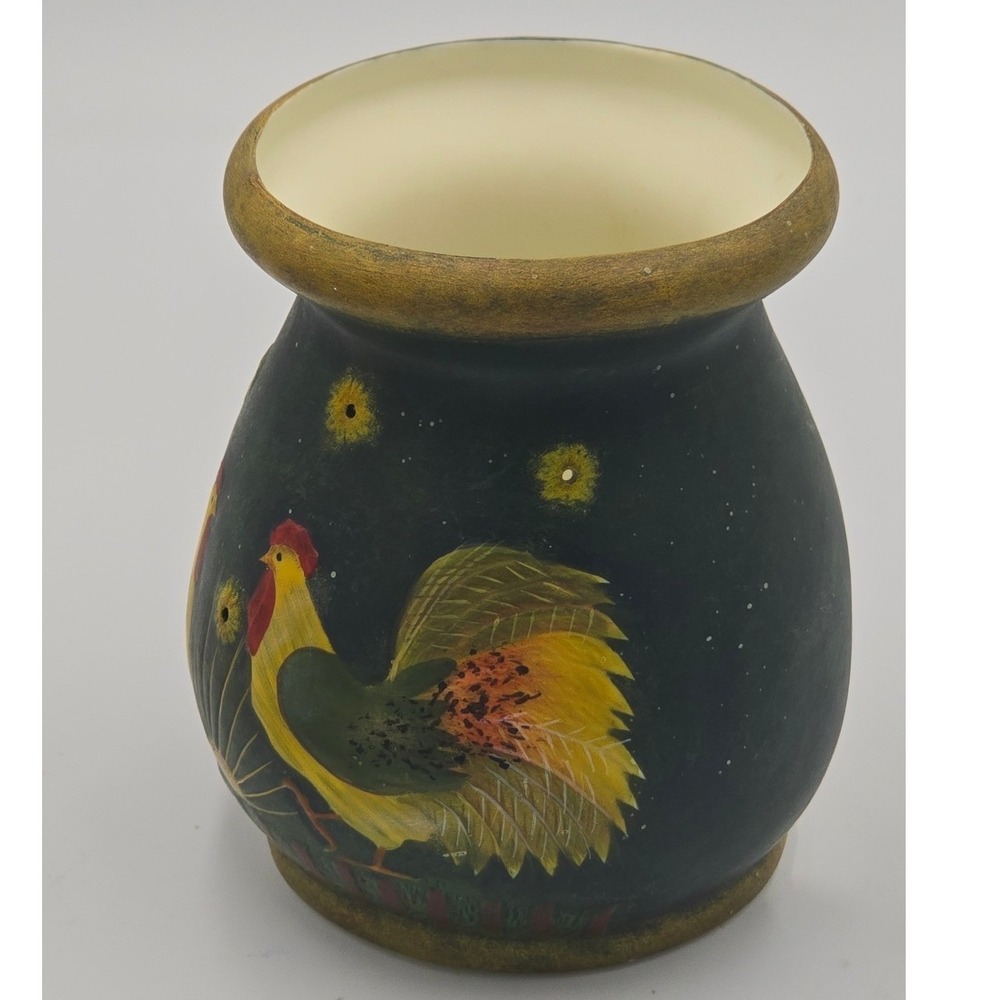 Lang Primitives Melting Pot Wax Warmer 5in Green Celestial Roosters Good 2001
